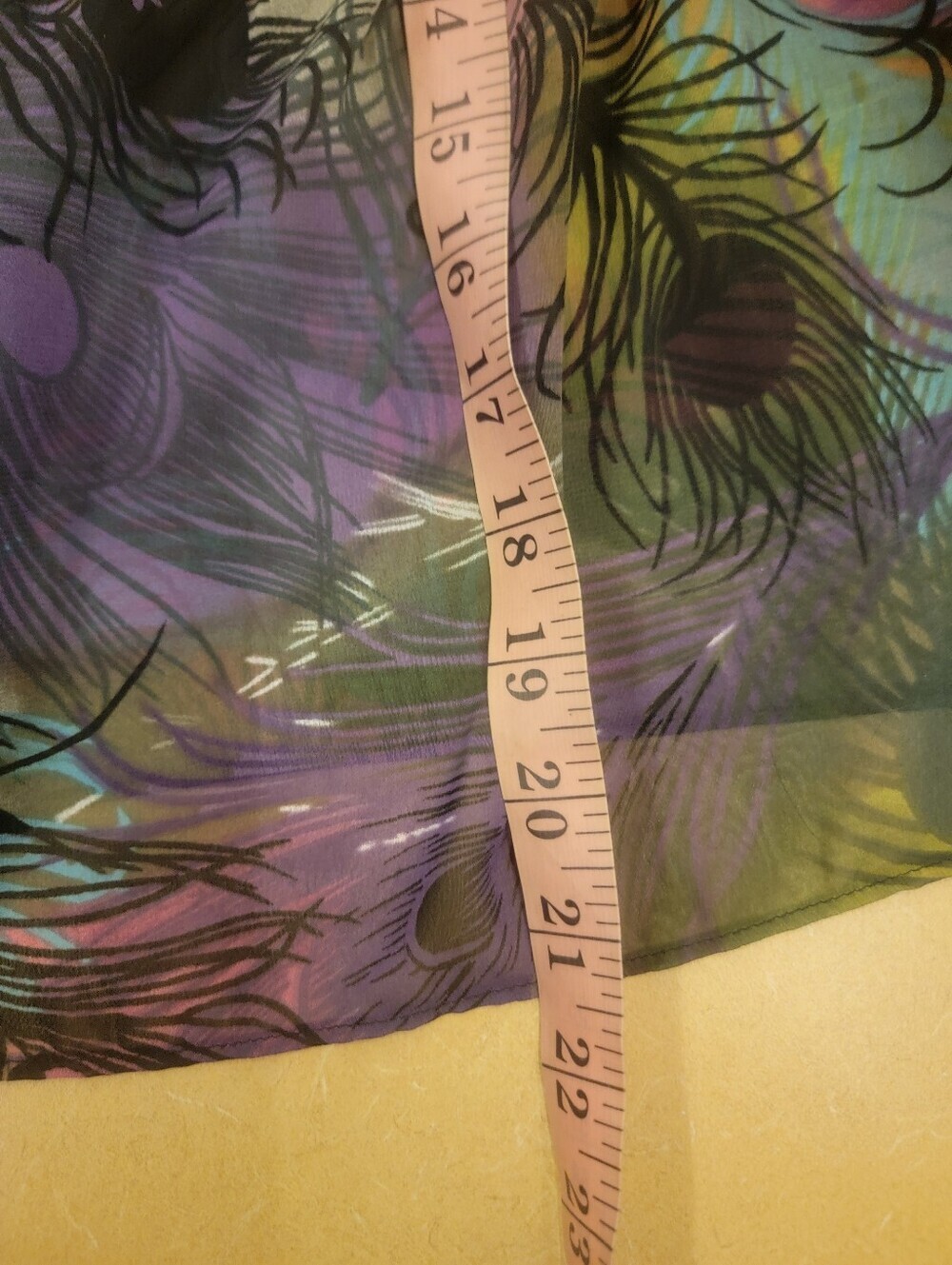 Bisou Bisou Sheer Ruffle Blouse Multicolor Y2K Boho Size L - Picture 7 of 7